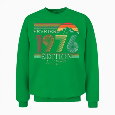 1976 Vintage Février Anniversaire Rétro Homme Femme Cadeau Unisex Sweatshirt - Irish Green