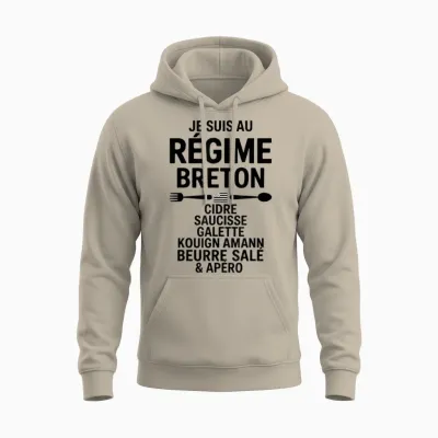 Diet Breton Humour Brittany Cider Sausage Galette Butter Unisex Hoodie - Sand