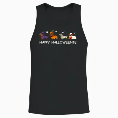 Weiner Dog Witch Happy Halloweenie Cute Halloween Dachshund Unisex Tank Top - Black
