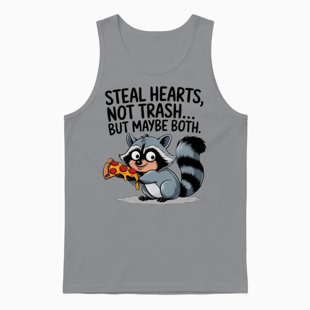 Funny Raccoon Unisex Tank Top in Sport Grey