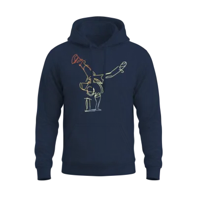 Vintage Break Dancer Sketch Unisex Hoodie - Navy