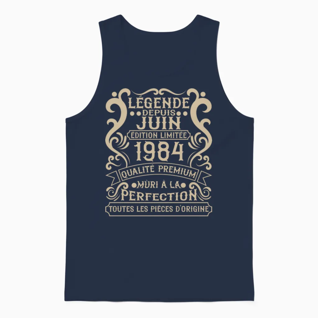 Juin 1984-42 Ans Anniversaire Cadeau Vintage 1984 T-Shirt Haut De Gamme Unisex Tank Top in Navy