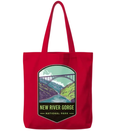 New River Gorge National Park Tote Bags - Red