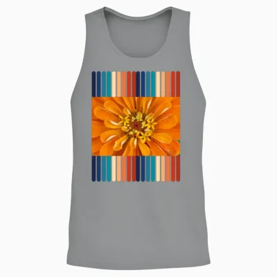 Retro Colors Flower Design Unisex Tank Top - Sport Grey