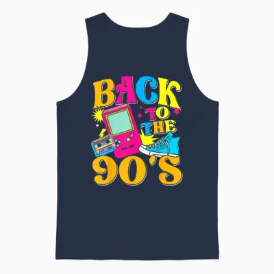 90s for 90s Retro Party Back to the 90s T-Shirt, Black Unisex Tank Top - Navy