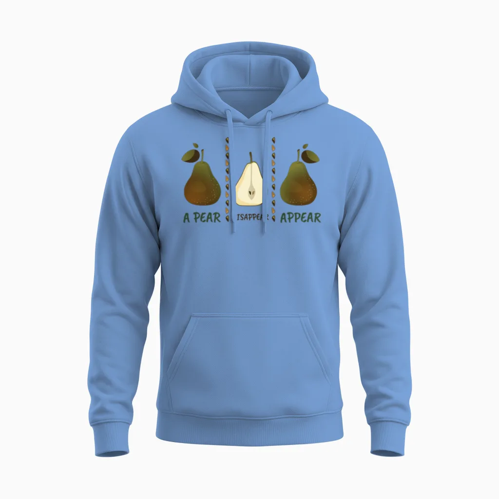 A Pear Disappear Appear Funny Pears Unisex Hoodie in Carolina Blue