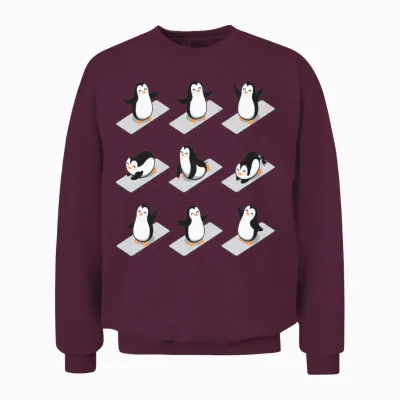 Penguin Yoga Funny Unisex Sweatshirt - Maroon