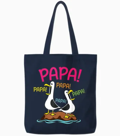 Papa Mouette Drôle Design Oiseaux Marins Humour Papa Tote Bags - Navy