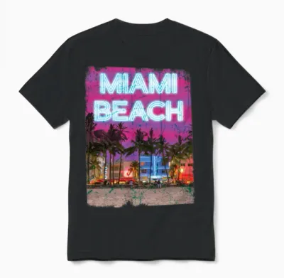 Miami 80er Retro Vaporwave Unisex T-Shirt - Black