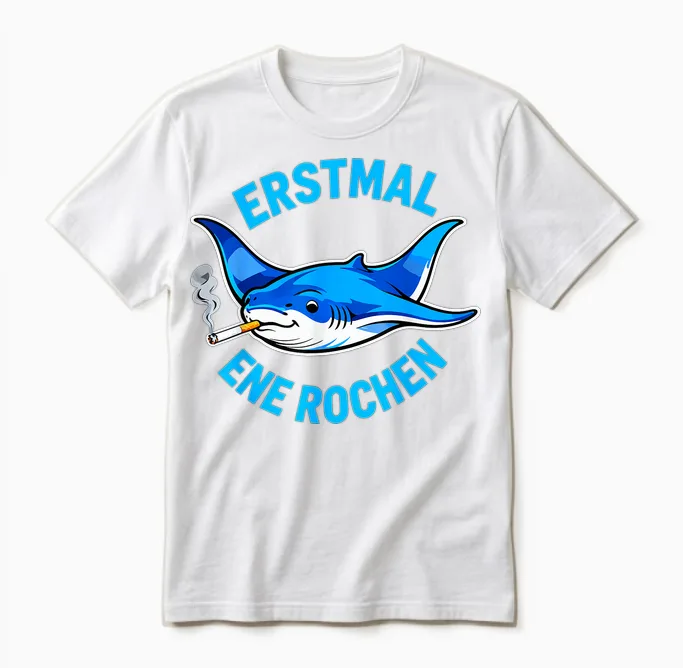 Ersmal Ene Rochen Lustiges Raucher Wortspiel Rauchen Unisex T-Shirt in White