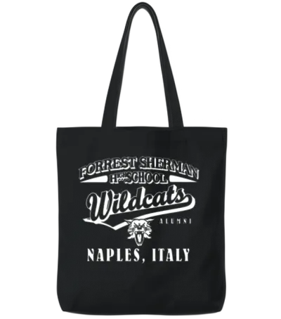 Forrest Sherman High School Naples Italy Wildcats Tote Bags - Black