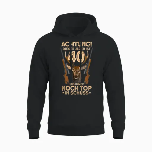 Men's 40 Years Deer Hunter 40th Birthday Hunting T-Shirt, Black, S Unisex Hoodie - Black