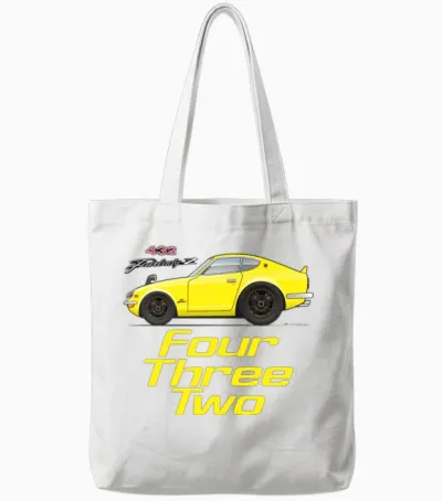 Four Yellow Tote Bags - White
