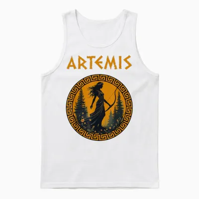 Artemis Greek Goddess Greek Mythology T-Shirt, Black Unisex Tank Top - White