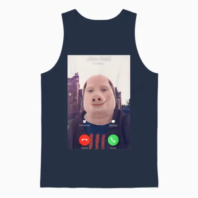 John Pork Is Calling Unisex Tank Top - Navy