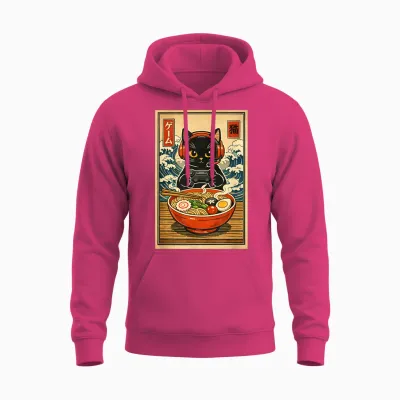 Kawaii Gamer Cat Funny Ramen Retro Cute Japanese Cat Gaming Unisex Hoodie - Heliconia