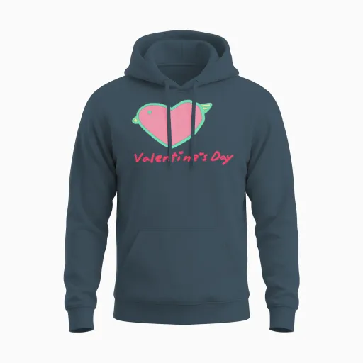 Bird Valentine Lovers Gift Unisex Hoodie in Dark Heather