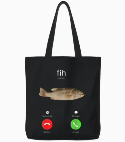 Fih Calling Tote Bags - Black