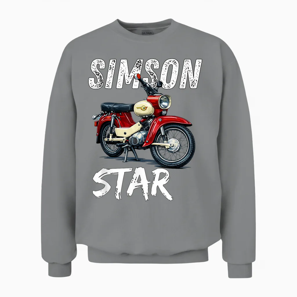 Simson Sr4-2 Star Mofa Kult Motorrad Ddr Klassiker Retro Unisex Sweatshirt in Sport Grey