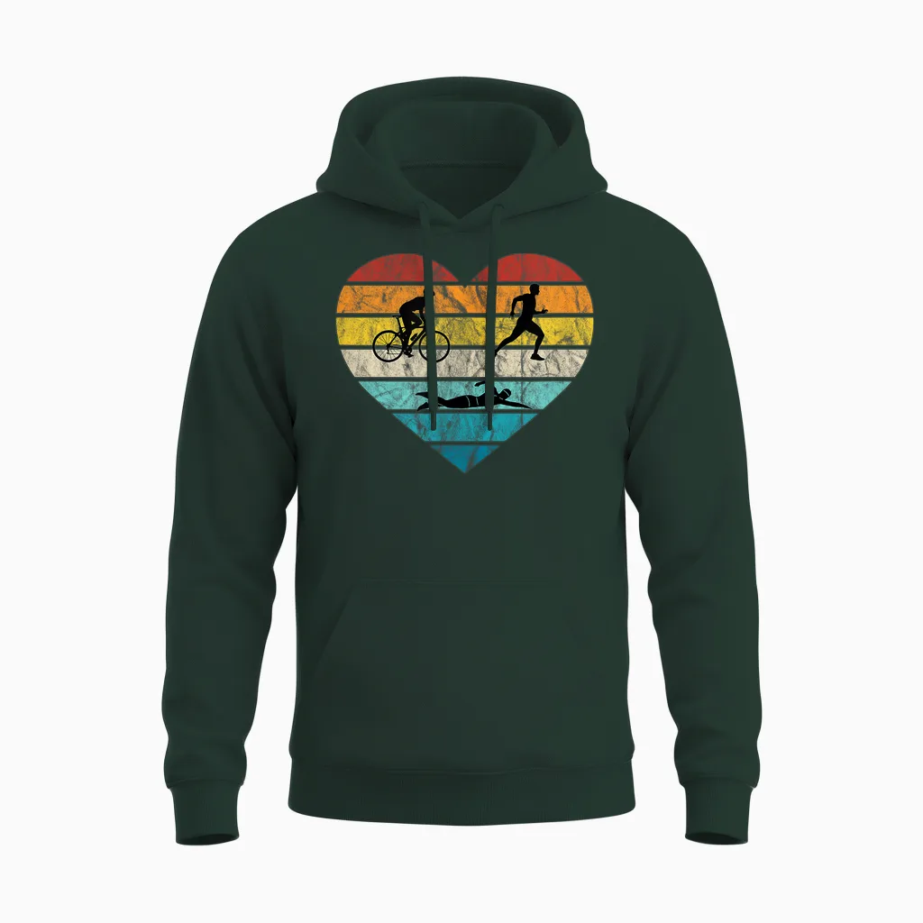 Ich Liebe Triathlon Schwimmen Radfahren Laufen Triathlet Unisex Hoodie in Forest