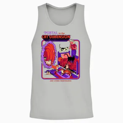 Steven Rhodes Cat Dimension Portal Retro Dark Humor Artist Unisex Tank Top - Ash