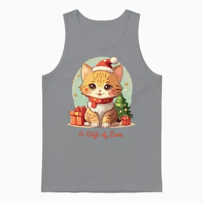 Kawaii Style Kitten for Christmas Unisex Tank Top - Sport Grey