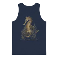 Sea Horse Turtle Lovers Unisex Tank Top - Navy – 1