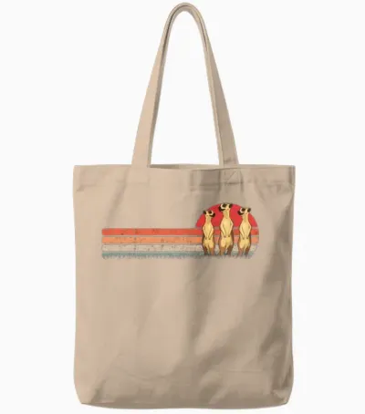Meerkat Vintage Retro Tote Bags - Natural