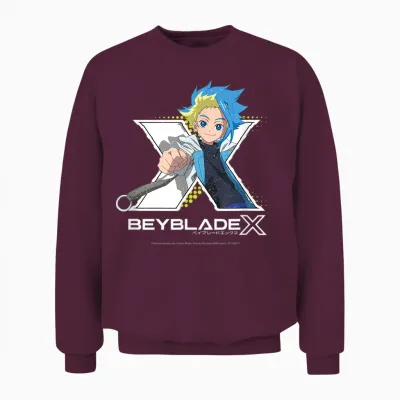 Beyblade X Jaxon Cross Logo Unisex Sweatshirt - Maroon
