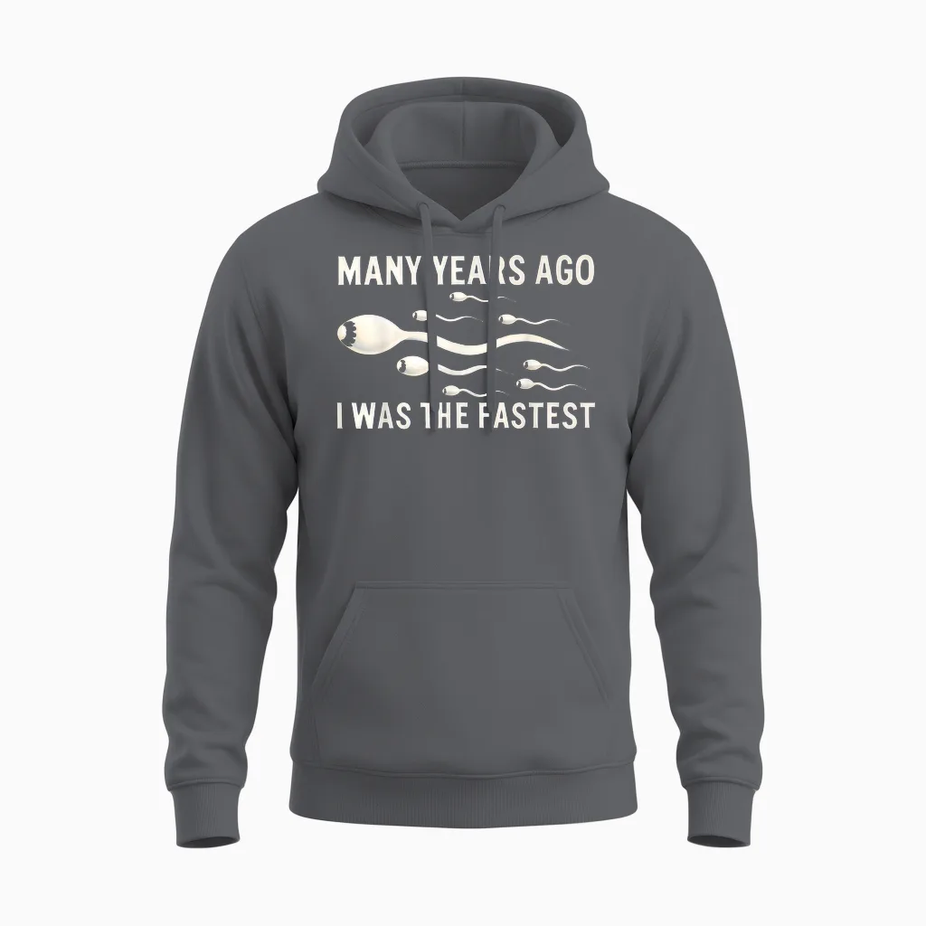 Many Years Ago I Was the Fastest Funny T-Shirt, Black Unisex Hoodie in Charcoal