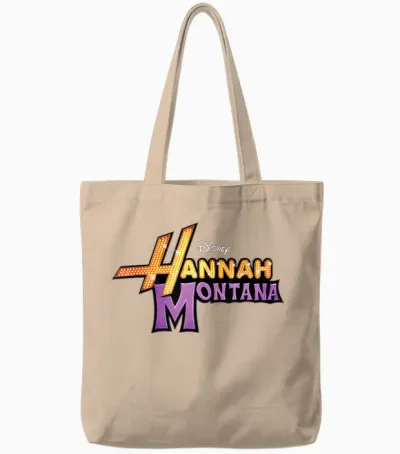 Disney Hannah Montana Classic Iconic Big Chest Text Logo Tote Bags - Natural