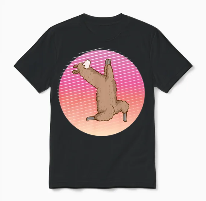 90s Retro Llama Alpaca Unisex T-Shirt - Black
