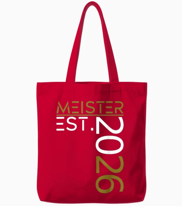 Graduation Master Est. 2026 Golden Outfit Master Exam Tote Bags in Red