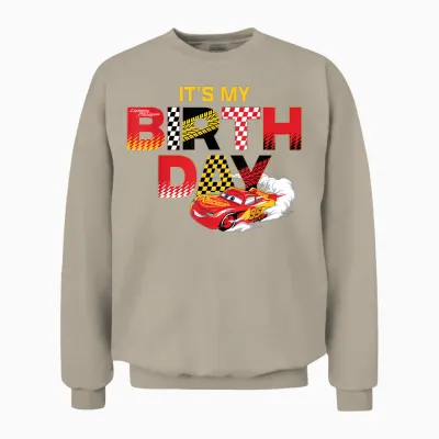 Disney & Pixar's Cars It's My Birthday Lightning Mcqueen Unisex Sweatshirt - Sand