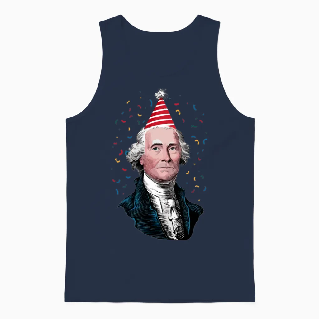 George Washington Party Hat Fun Design Unisex Tank Top in Navy