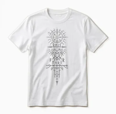 Walhalla Odin Fenrir Wolf Runes Compass Nordic Viking Unisex T-Shirt - White