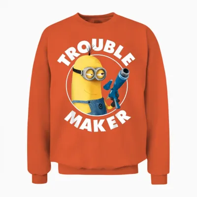 Despicable Me Minions Kevin Trouble Maker Graphic Unisex Sweatshirt - Orange