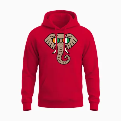 Ivory Coast Elephant & Côte D’ivoire Flag. Men, Women & Unisex Hoodie - Red