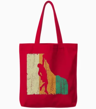 Retro Distressed Rock Climbing Tote Bags - Red