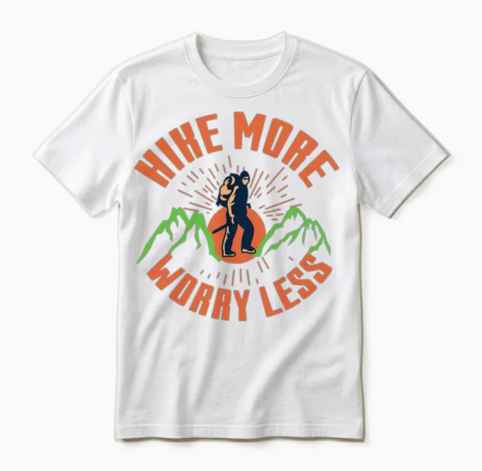 Hike More Worry Less - Hiking & Outdoors Unisex T-Shirt in White
