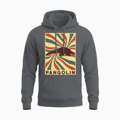 Pangolin Retro Vintage Unisex Hoodie - Charcoal