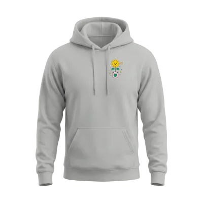 Good Positive Vibes Sunflower Pocket Design Unisex Hoodie - Ash