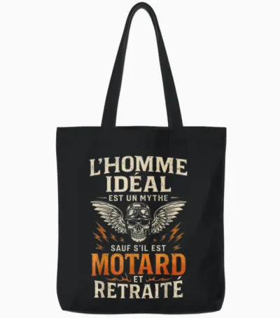 Biker Retirement Motorcycle Gift Funny Man Motorcycle Biker Tote Bags - Black