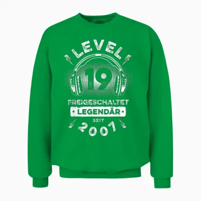 Level 19 Geburtstag Junge Gamer Mann Deko Jahrgang 2007 Unisex Sweatshirt - Irish Green