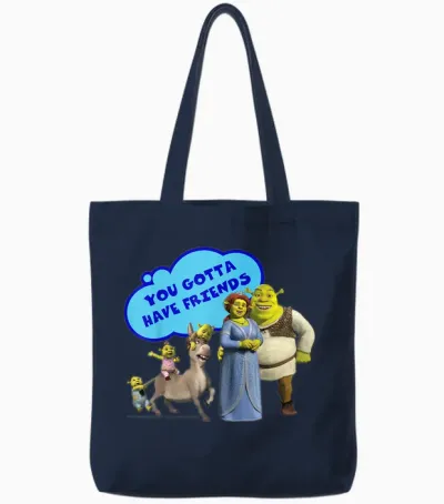 Shrek Donkey You Gotta Have Friends Bubble Text Tote Bags - Navy