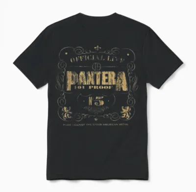 Pantera Official 101 Proof Black Unisex Adult Unisex T-Shirt - Black