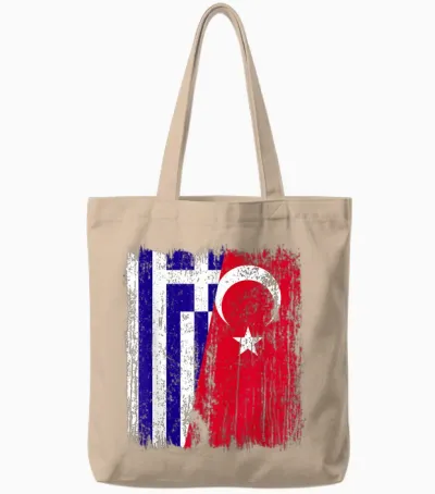 Griechenland Türkei Halbflagge Türkei Griechisch Türkisches Erbe Tote Bags - Natural