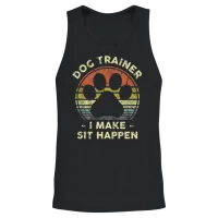 Dog Trainer I Make Sit Happen Funny Pun Gift for A Unisex Tank Top - Black – 2