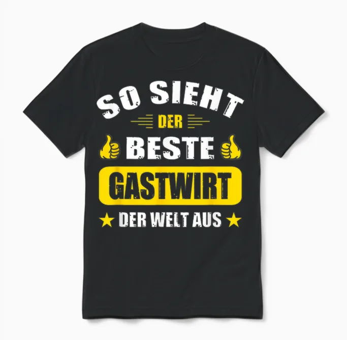 T-Shirt with German Text "so Sieht Der Beste Gastwirt Der Welt" [ Unisex T-Shirt in Black