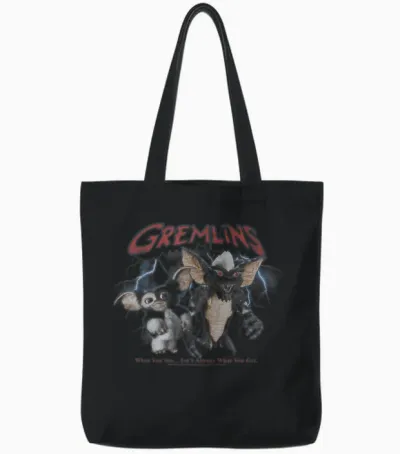 Gremlins Lightning Storm Portrait Tote Bags - Black